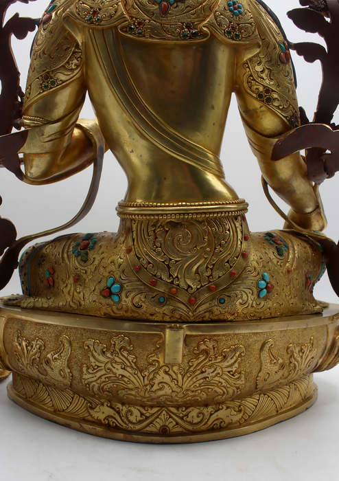 Masterarts 24 K Gold Green Tara 21"H Sculpture Buddhist Deity
