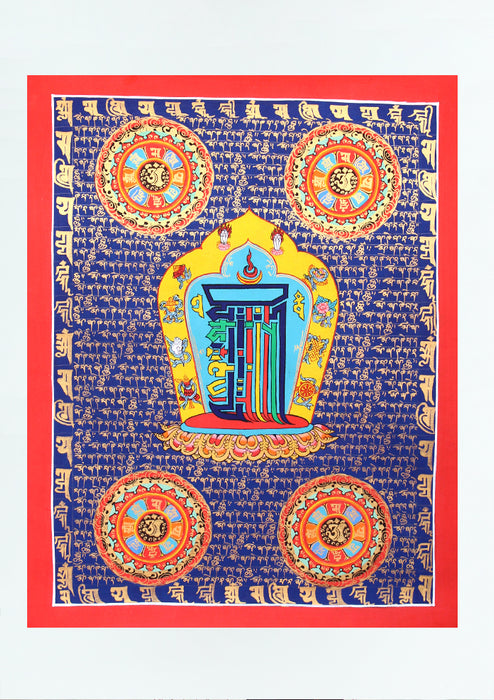 Blue Kalachakra Mantra Thangka Painting (B)