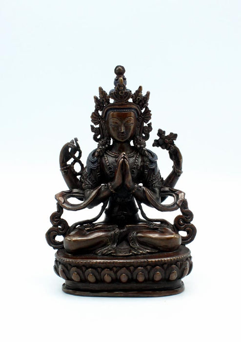 Copper Chenrezig Buddha Statue