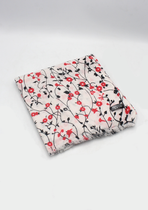 Cashmere Red Floral Print Shawl