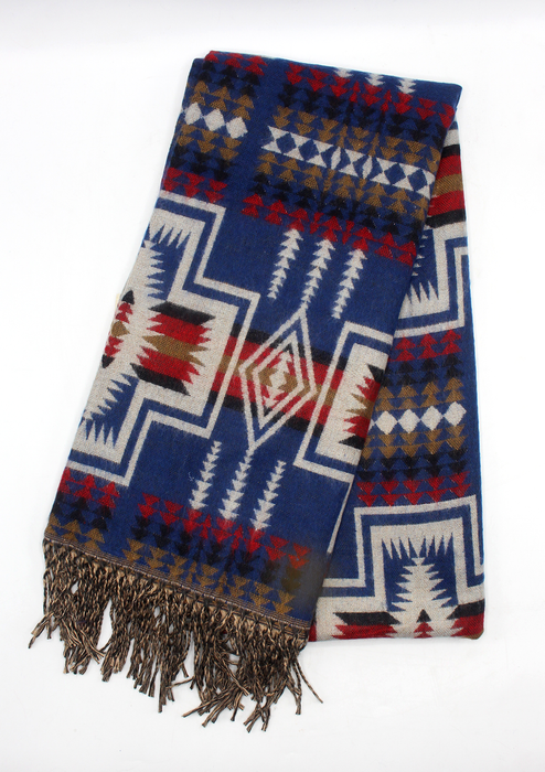 Tribal Symbol Blue  Woolen Shawl - Mast Mast
