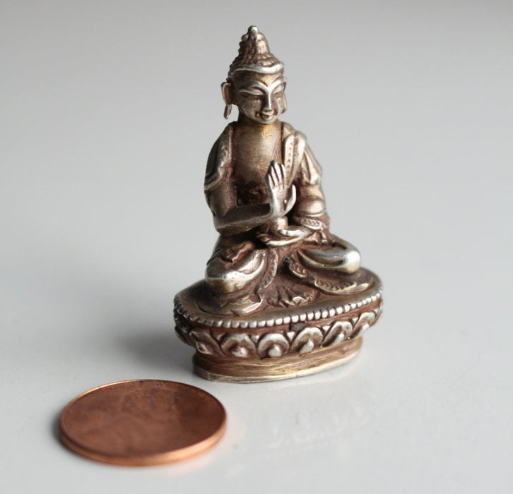 Amoghasiddhi Buddha Sterling Silver Statue, 4cm MST370AG