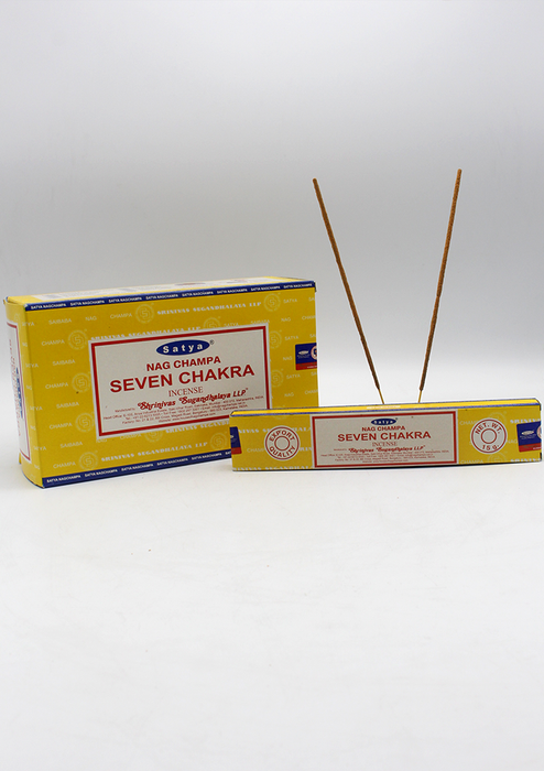 Satya Nagchampa Seven Chakra Incense Sticks, Set of 12 Packs, Each 15 g