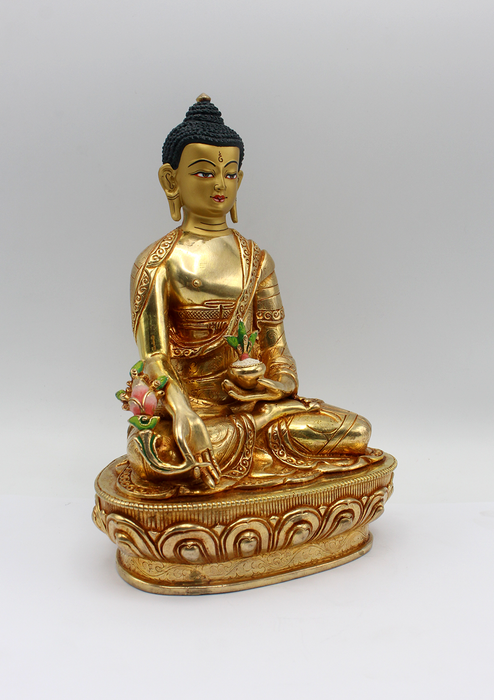 Fine Quality Gilted 24 K Medicine Buddha Statue 8" H