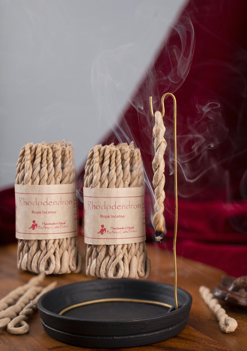 Two Bundle Rhododendron Rope Incense with Ceramic Rope Incense Burner