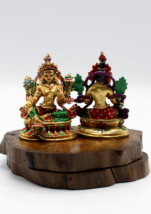 Partly Gold plated Green Tara Statue