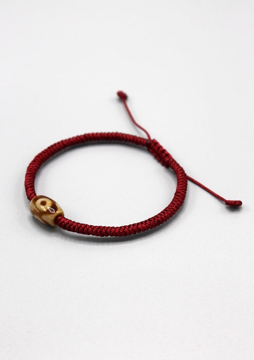Maroon Color Lucky Knots Bracelet with Dzi Bead