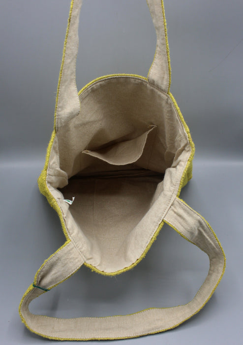 Handmade Sustainable Yellow Hemp Tote Bag