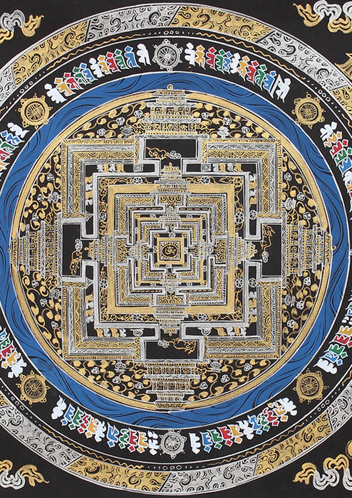 Golden Kalachakra Mandala Tibetan Thangka Painting