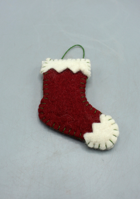 Felt Christmas Red and White Stocking Christmas Ornament