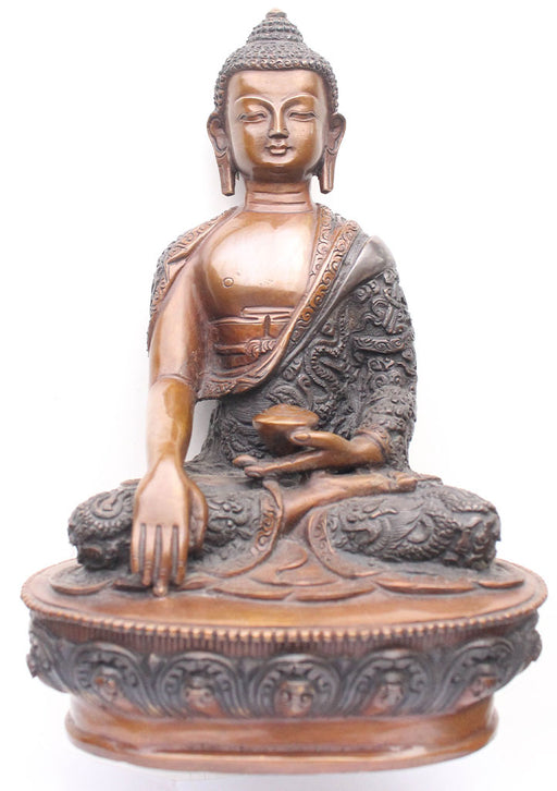 Copper Oxidized Shakyamuni Buddha Statue 8" High - nepacrafts
