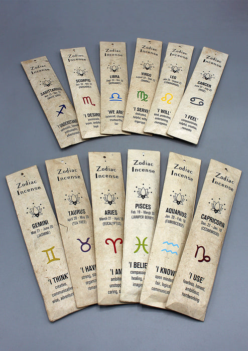 Zodiac Sign  Natural Floral Stick Incense Gift Pack of 12