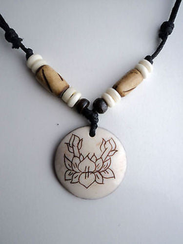 Lotus Bone Pendant Necklace - nepacrafts
