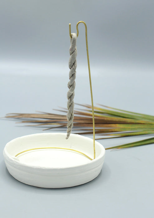 Ceramic Rope Incense Burner White