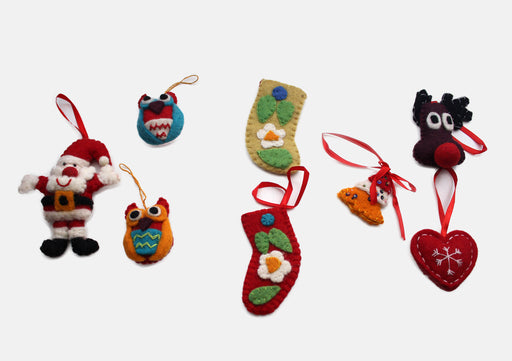 Felt Santa Claus, Stockings, Heart, Christmas Tree Hanging Decor - nepacrafts