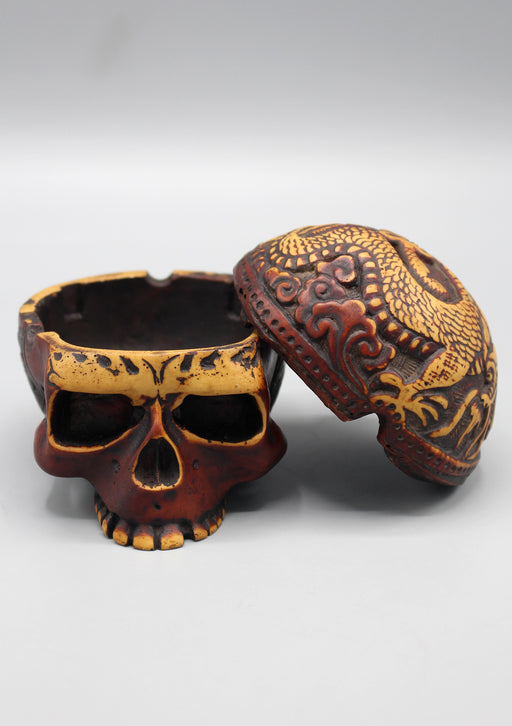 Brown Skull Head Carving Incense Burner - nepacrafts