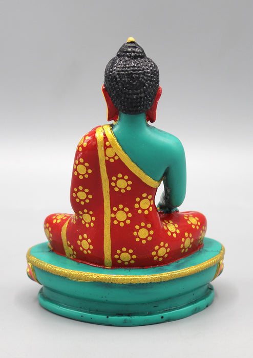 Face Painted Green Shakyamuni Buddha Resin Statue