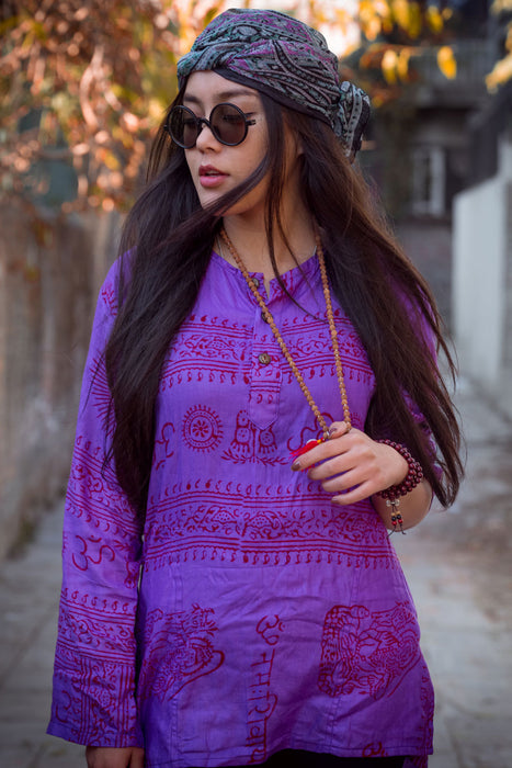 Purple Om Kurtha Shirt