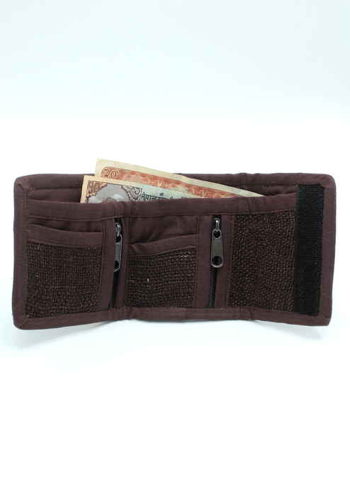 Chocolate Brown Hemp Tri Fold Wallet