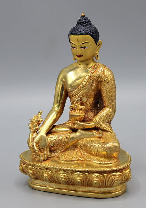 Healing Medicine Buddha Fully Gold Plated Statue