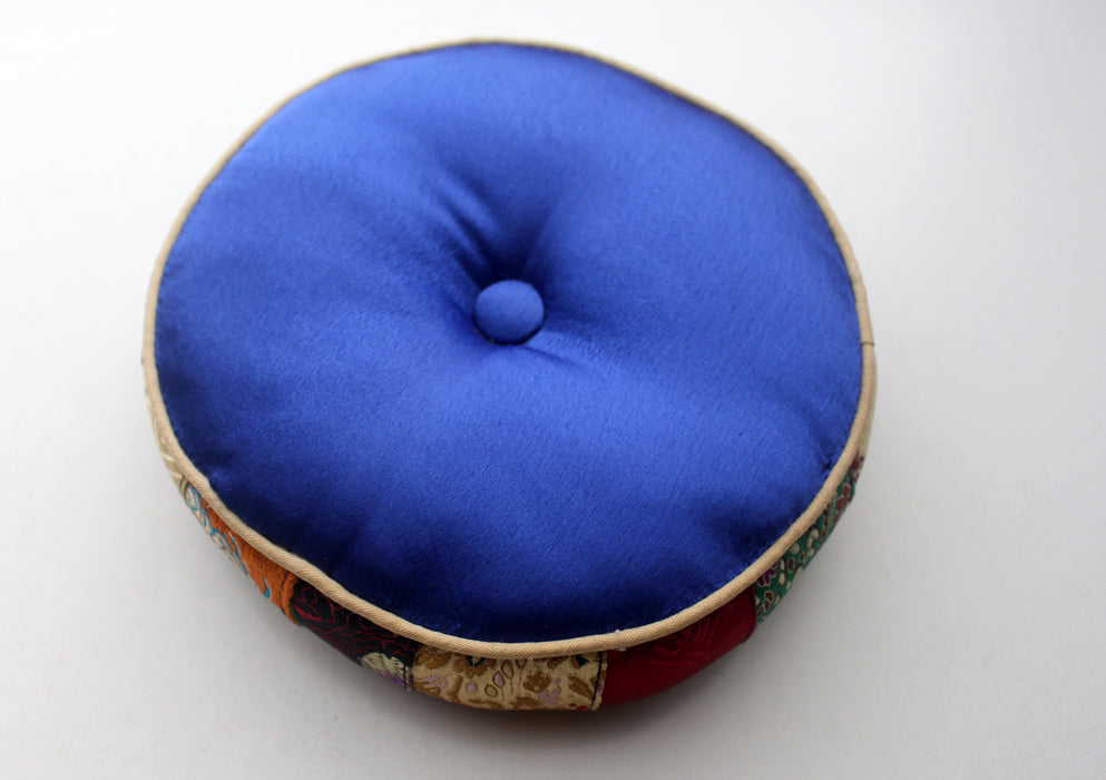 Colorful Handmade Silk Singing Bowl Cushion with Border - nepacrafts