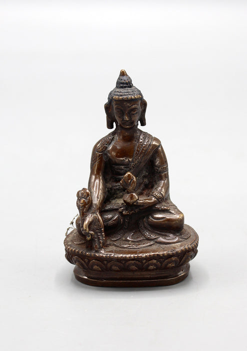 Copper Oxidized Medicine Buddha Statue 3"