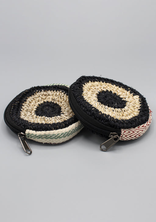 Black Border Hand Crocheted Hemp Zipper Pouch - nepacrafts
