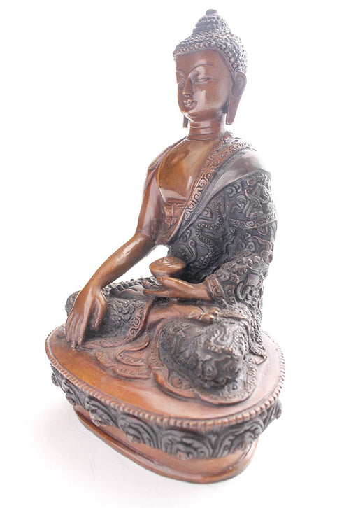 Copper Oxidized Shakyamuni Buddha Statue 8" High - nepacrafts