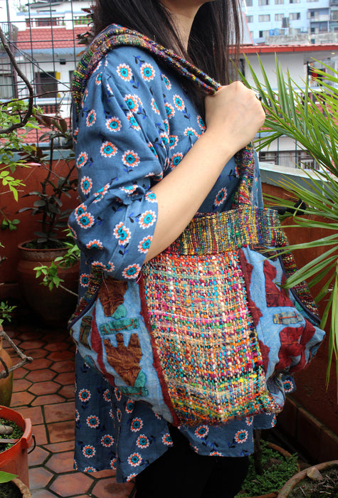 Vibrant Color Patchwork Recycled Silk Tote Bag