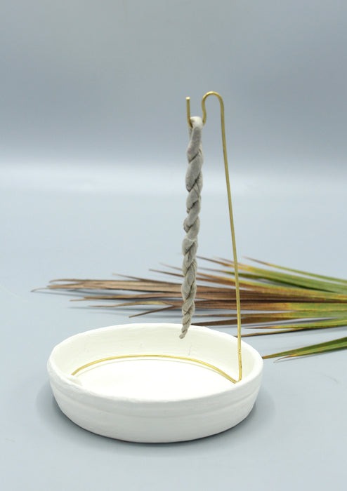 Ceramic Rope Incense Burner White