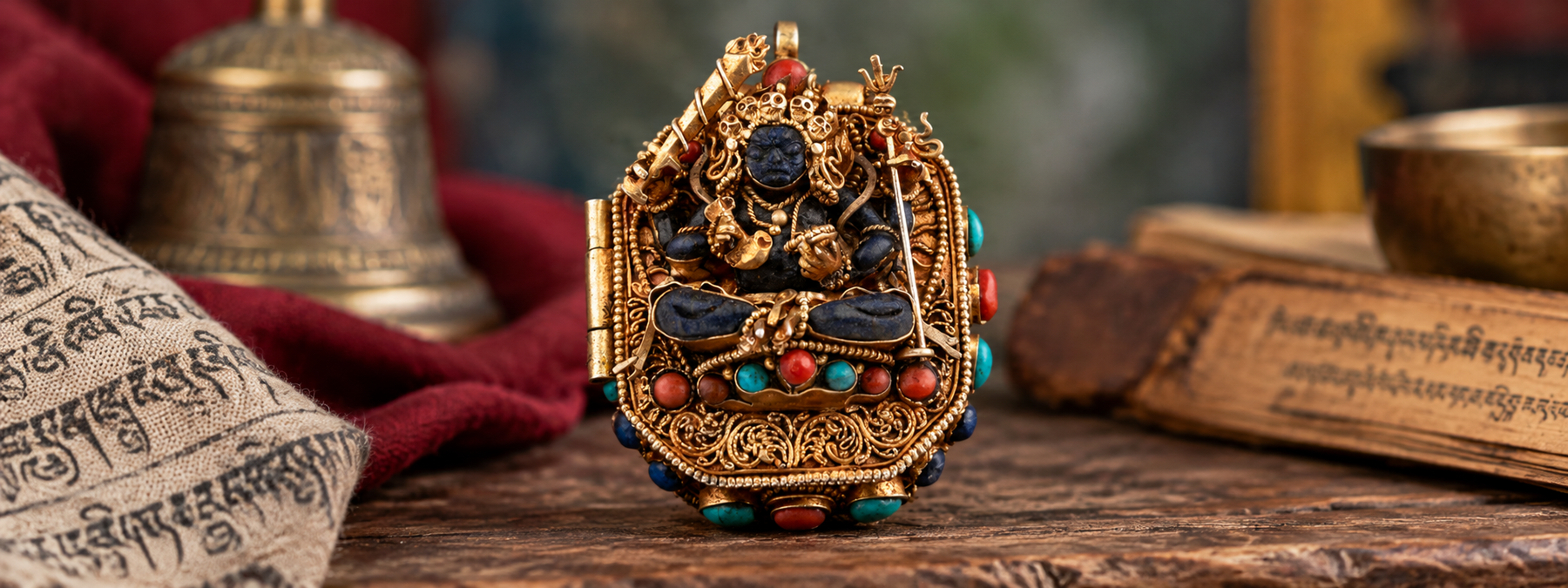 Tibetan Ghau Medicine Buddha and Mahakala