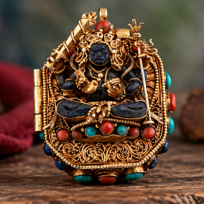 Tibetan Ghau Medicine Buddha and Mahakala