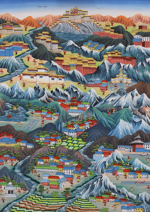 Himalayan Region of Nepal Brocade Thangka Painting