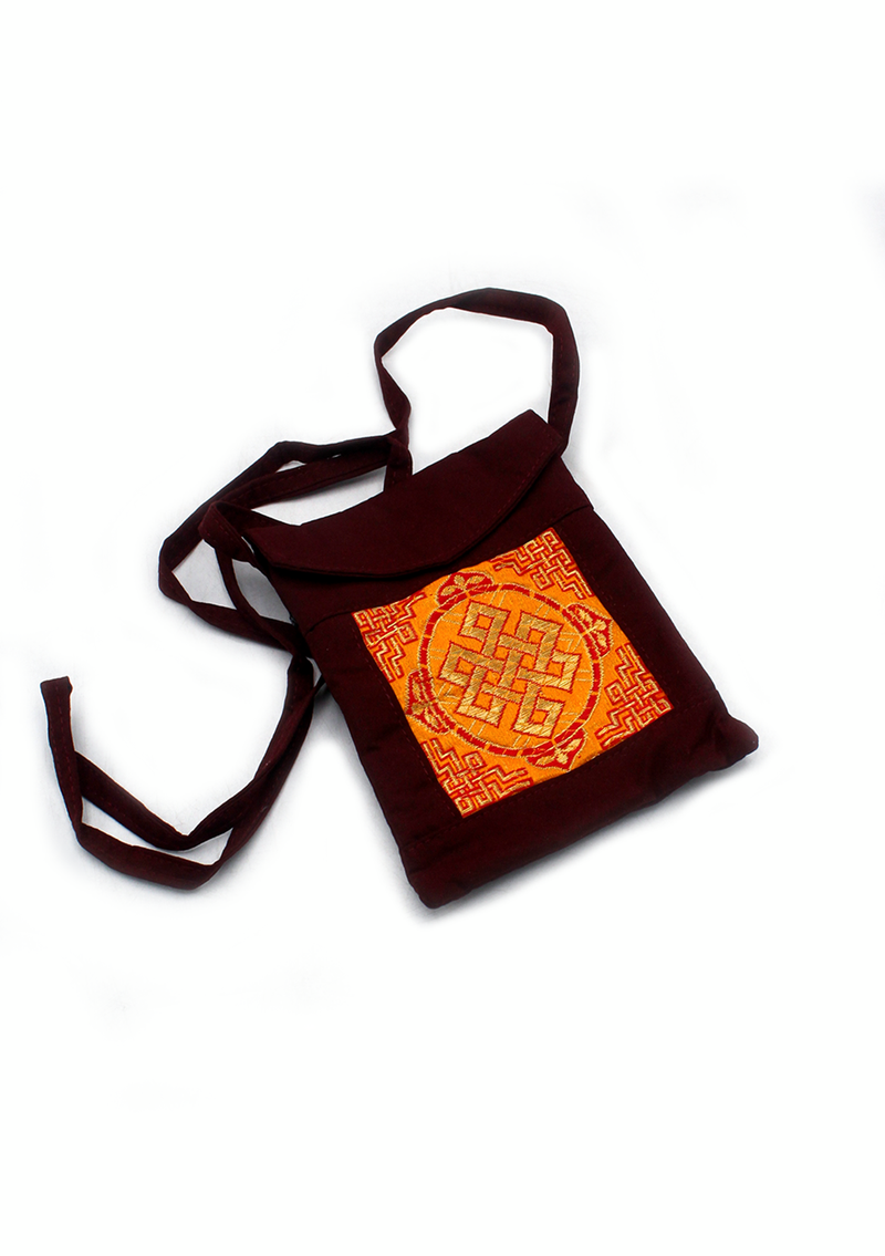 Embroidered Endless Knot Shoulder Pouch Bag