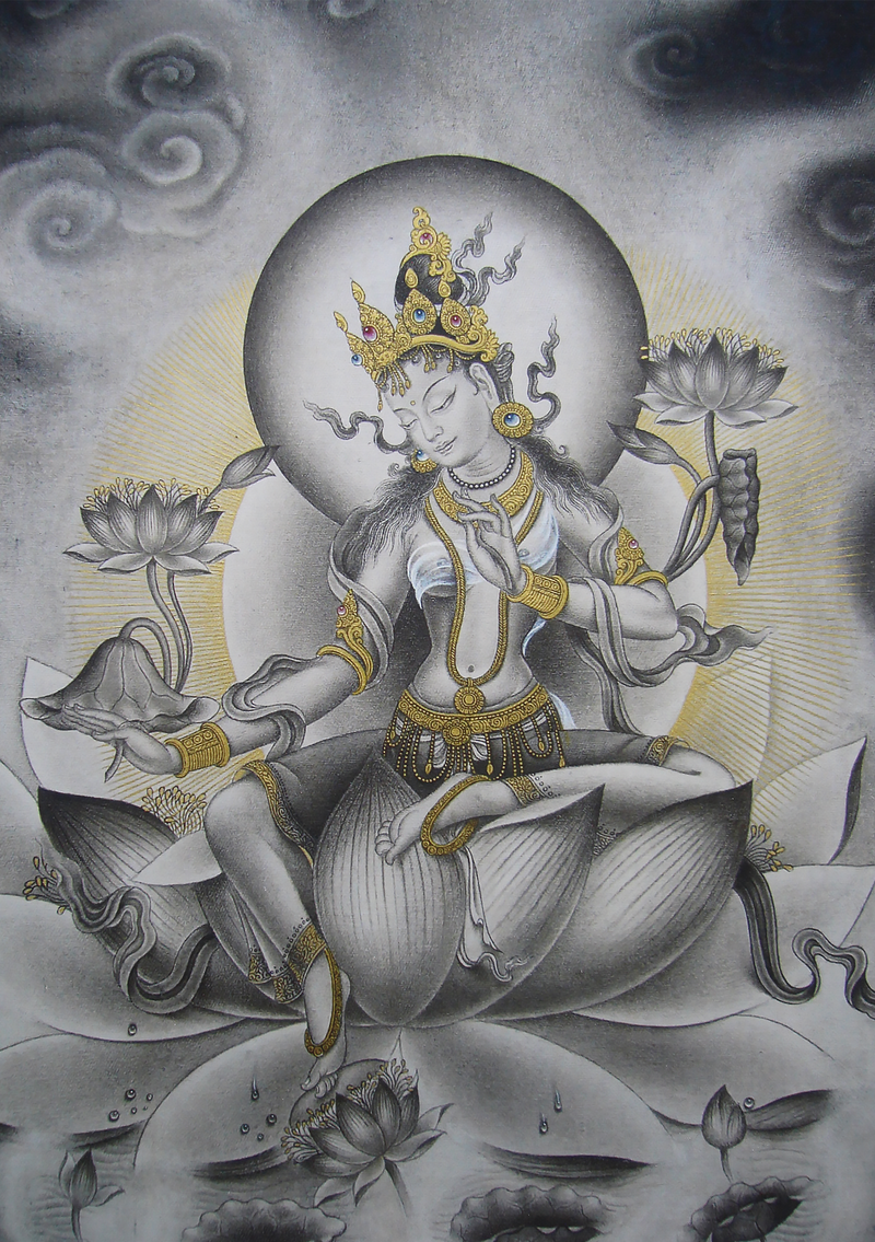 Newari Pauba Green Tara Print on Canvas
