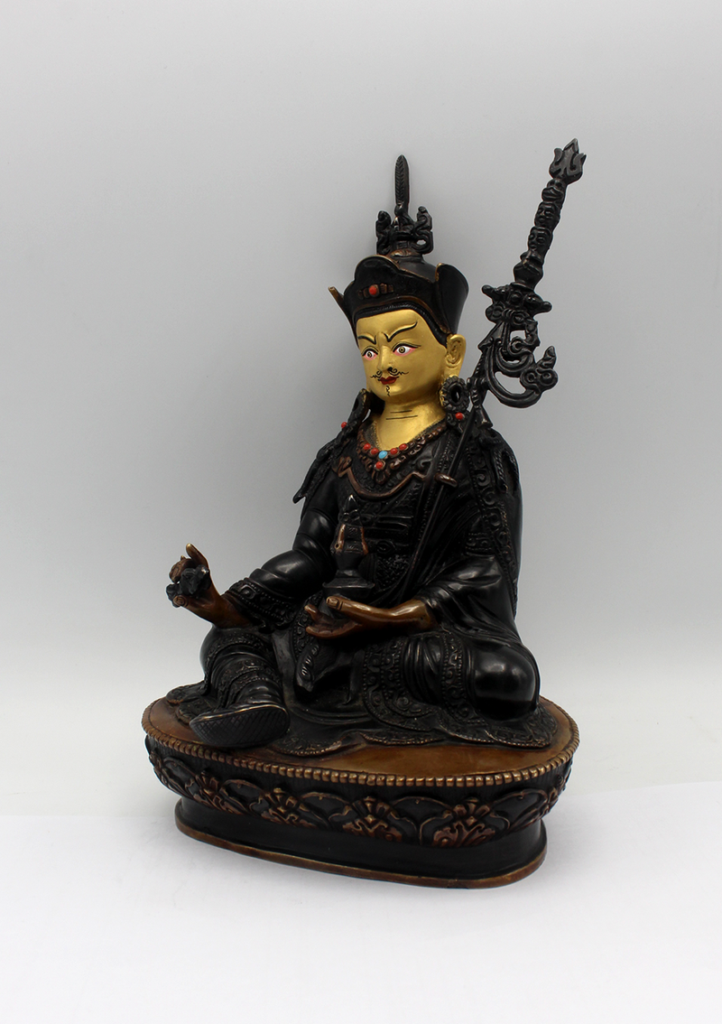 Copper Guru Padmasambhava Statue 9"H