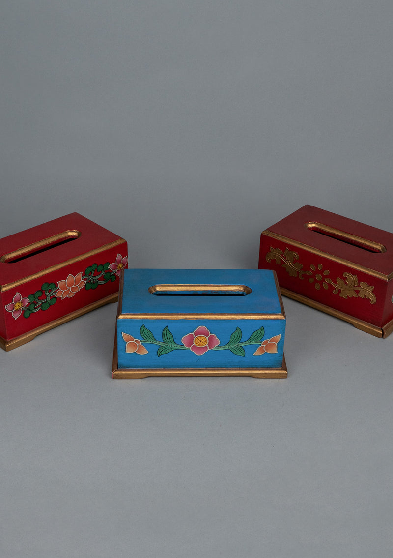 Handpainted Floral Wooden Tissue Box