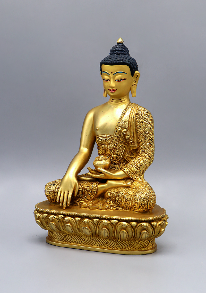 Fully Gold Plated Shakyamuni Buddha Statue 8"H