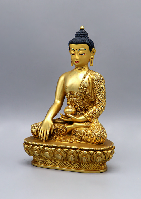 Fully Gold Plated Shakyamuni Buddha Statue 8"H