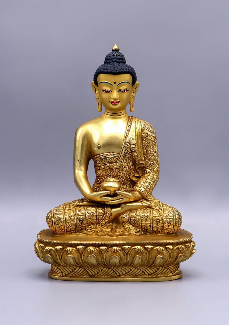 Gold Plated Amitabha Buddha Statue 8"H