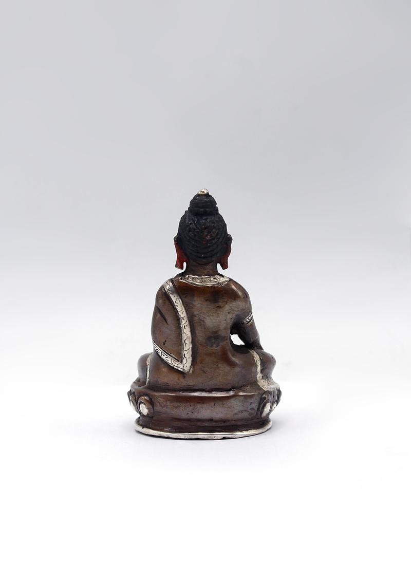 Silver Copper Shakyamuni Buddha Statue 3"H