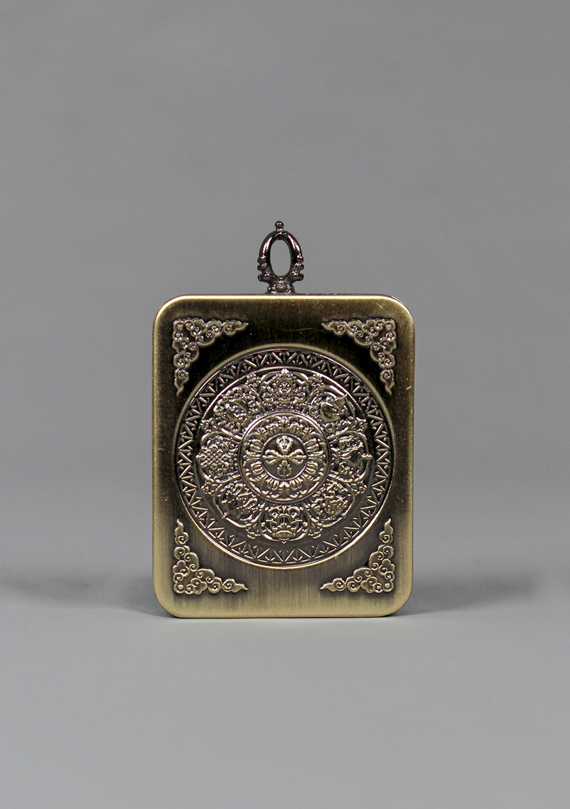 Hand Painted Mini Shakyamuni Thangka Amulet Pendant Brown