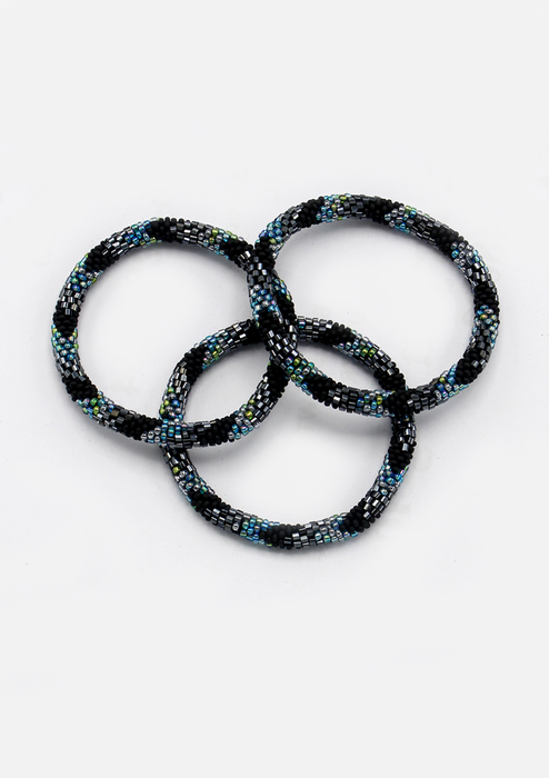 Roll on Beads Disco Blue Back Spiral Roll Bracelet - NEW BATCH