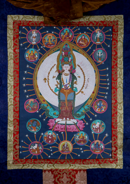 1000‑Armed Avalokiteshvara Brocade Thangka Painting