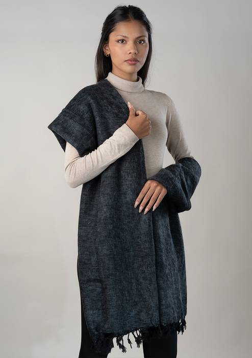 Hand-loomed  Charcoal Soft Yak Wool Blanket