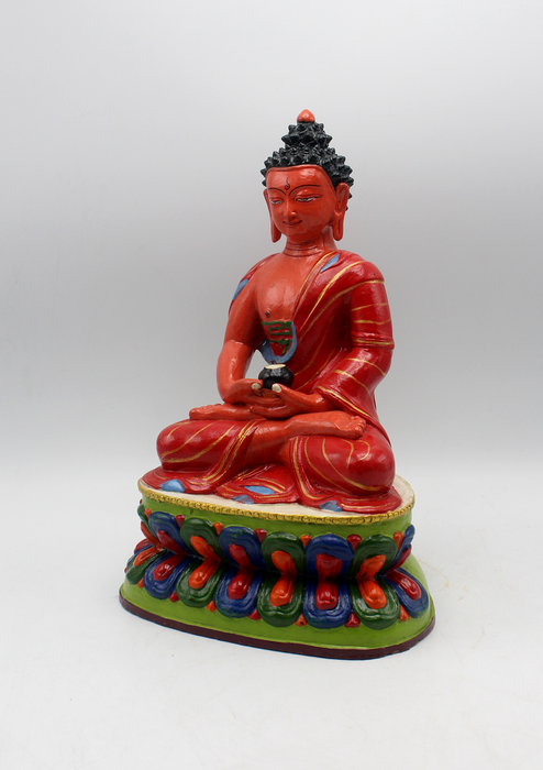 Handpainted Ceramic Amitabha Buddha Statue 12"H