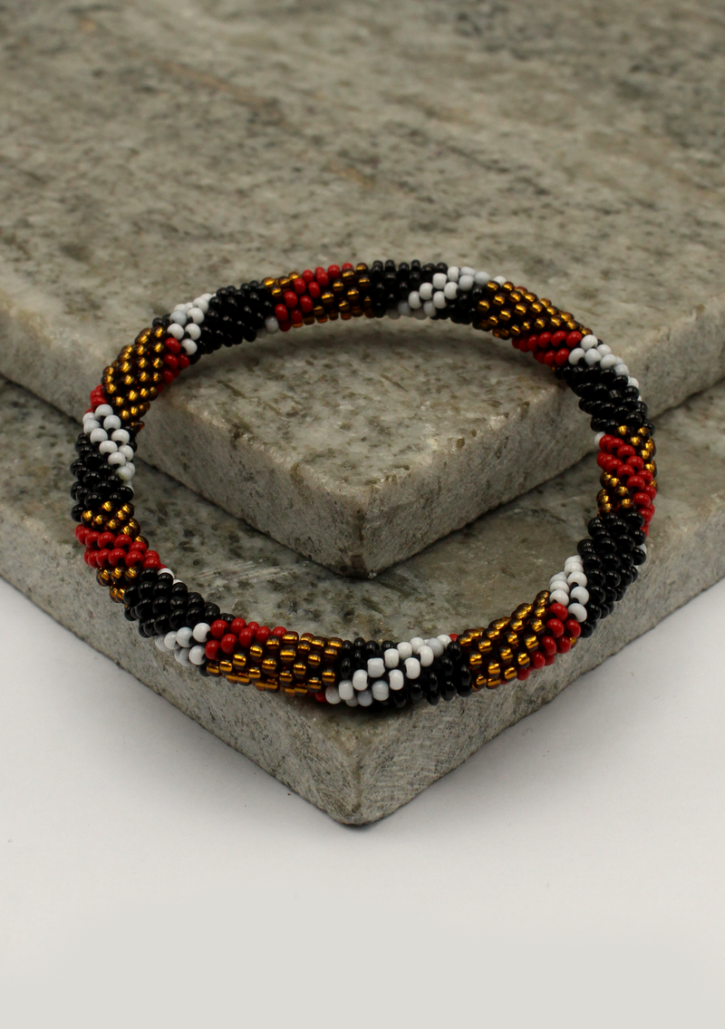 NEW Golden Red Black Stripe  Leopard Roll Beads Bracelet
