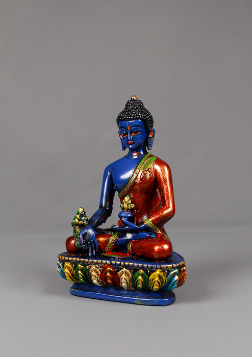 Hand Painted Medicine Buddha Statue 5.5"H