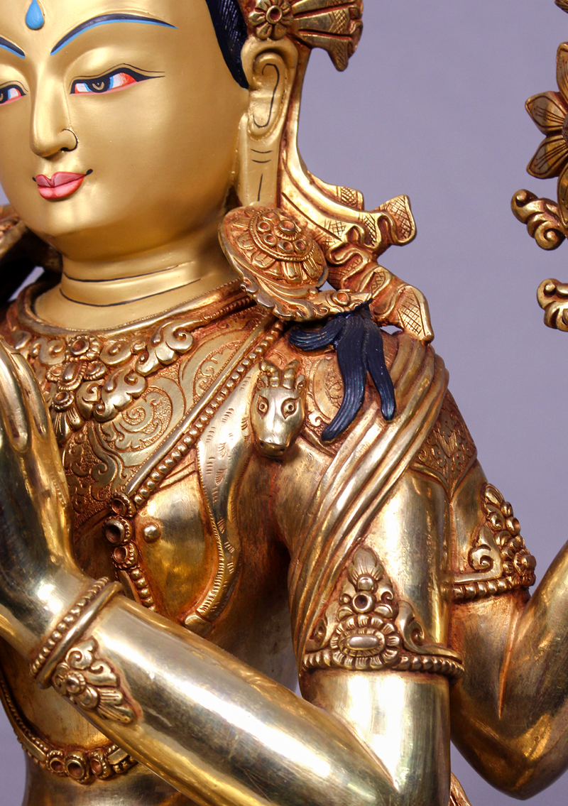 Fully Gold Plated Chenrezig Statue 1.7 feet high