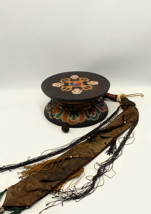 Handpainted Tibetan Buddhist Ritual Skull Chod Drum Damaru